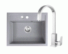 Set chiuveta Ferro granit gri , 1 cuva 580×480 cu baterie stativa Ferro Zicco