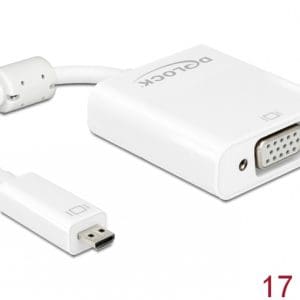 Adaptor micro-D HDMI la VGA cu Audio Alb T-M, Delock 65557