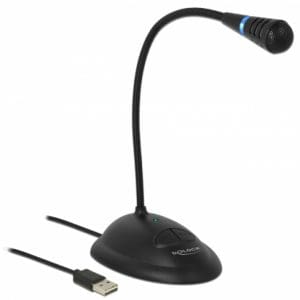 Microfon USB cu baza si buton on / off, Delock 65871
