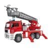 Camion de Pompieri Bruder cu Scara, Pompa de Apa si Sirena Man Tag