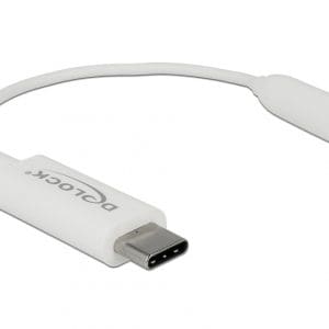 Adaptor USB-C la jack stereo 3.5mm Chipset Realtek T-M 14cm Alb, Delock 65925