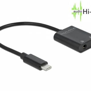 Multiplicator/splitter audio USB-C la 2 x jack stereo 3.5mm DAC T-M, Delock 66563