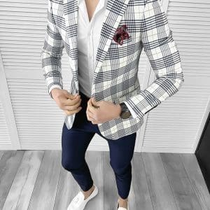 Sacou barbati slim fit in carouri 715