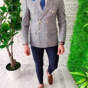 Sacou barbati gri slim fit B5458 O2-2.1