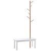 Banca cu Cuier in Bambù , Culoare Alb si Lemn, 80x30x180cm HOMCOM | Aosom RO