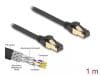Cablu de retea RJ45 SFTP Cat.6A pentru exterior/uz industrial 1m Negru, Delock 80248