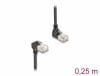 Cablu de retea RJ45 Cat.6A S/FTP Slim unghi 90 grade sus/jos 0.25m Negru, Delock 80291