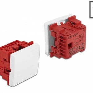Intrerupator cu 1 buton Easy 45 – 45 x 45 mm alb, Delock 81360