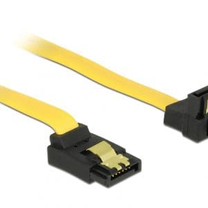 Cablu SATA III 6 Gb/s unghi sus-jos, clips metalic 20 cm, Delock 82819