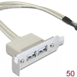 Bracket USB 2.0 2 porturi, low profile, Delock 83119