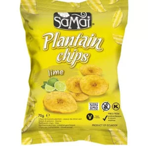 Chipsuri de banane (Plantain) cu gust de „Lime”, 70g | SaMai