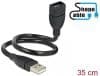 Cablu prelungitor USB 2.0-A T-M ShapeCable 0.35m Negru, Delock 83498