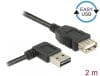 Cablu prelungitor EASY-USB 2.0 T-M unghi stanga/dreapta 2m, Delock 83552