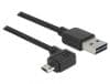 Cablu EASY-USB 2.0 tip A la micro USB-B EASY-USB unghi stanga/dreapta T-T 2m Negru, Delock 83853
