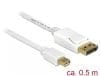 Cablu Mini Displayport la Displayport T-T Alb 4K 0.5m, Delock 83985