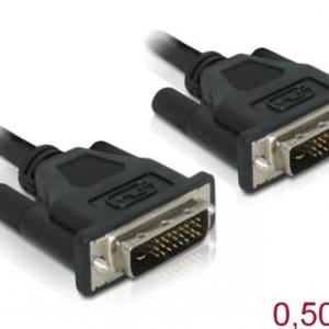Cablu DVI 24+1 la DVI 24+1 pini T-T 0.5m negru, Delock 84369