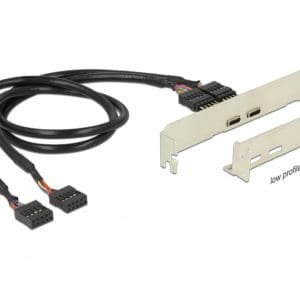 Bracket pin header USB 2.0 la 2 x USB tip C Low Profile, Delock 84754