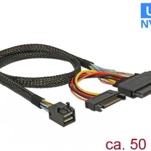 Cablu SFF-8643 la U.2 SFF-8639 + alimentare SATA 50cm, Delock 84819