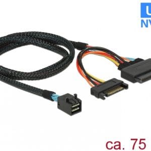 Cablu SFF-8643 la U.2 SFF-8639 + alimentare SATA 75cm, Delock 84821
