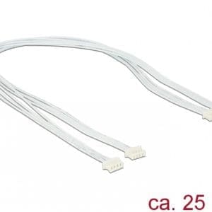 Cablu USB 2.0 pin header 1.25 mm 8 pini la 2 x USB 2.0 pin header 1.25mm 4 pini M-M 25cm, Delock 84841