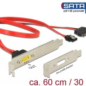 Slot bracket SATA 6 Gb/s 7 pini + SATA 15 pini alimentare la SATA de alimentare 8 pini, Delock 84951