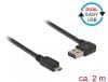 Cablu EASY-USB 2.0 tip A unghi stanga/dreapta la micro USB-B EASY-USB T-T 2m Negru, Delock 85166
