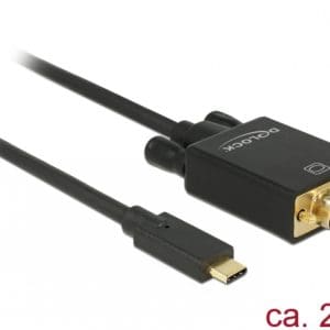 Cablu USB tip C la VGA (DP Alt Mode) Full HD 1080p 2m T-T Negru, Delock 85262