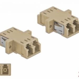 Set 2 buc cupla fibra optica LC Duplex la LC Duplex Multi-mode OM1 / OM2 Bej, Delock 86535