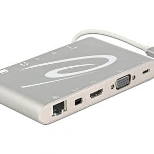Docking station USB 3.1 tip C 4K (Gigabit, Mini DP, HDMI, VGA, USB 3.0, jack audio, micro SD/SD slot), Delock 87298