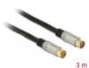 Cablu de antena IEC Plug la IEC Jack RG-6/U ecranat 3m Negru Premium, Delock 88947