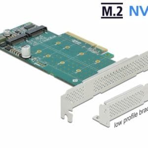 PCI Express cu 2 porturi NVMe M.2 Key M – Bifurcation LPFF, Delock 89045