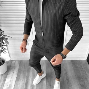 Trening barbati slim fit negru Pantaloni + Hanorac B9860 80-3.2