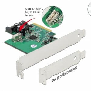 PCI Express cu 1 port intern USB 3.2 Gen2 key B 20 pini, Delock 90068