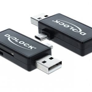 Cititor de carduri micro USB OTG + USB tip A, Delock 91731