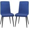 Set de 2 Scaune de luat Masa HOMCOM, Moderne, Tesatura de Catifea , Albastru