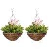 Outsunny Set din 2 plante artificiale clematic, cu cuier si lant pentru agatare, Ф30 x 32 cm, frunze verzi, flori albe si rosii