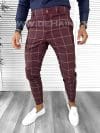 Pantaloni barbati eleganti grena in carouri B1761 251-1 E