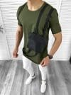 Tricou barbati slim fit kaki B1967 V5-5.2