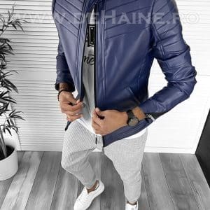 Geaca barbati bleumarin piele ecologica B2803
