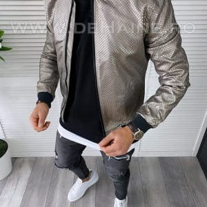Geaca barbati argintie piele B2836 J4