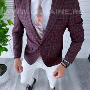 Sacou barbati in carouri slim fit B4254 84-1 E