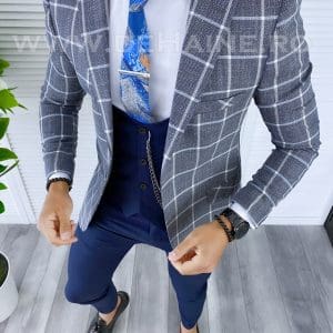 Sacou barbati in carouri slim fit B5320 87-4 E