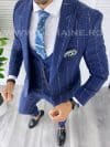 Costum barbati slim fit + Vesta albastru B5362 20-2