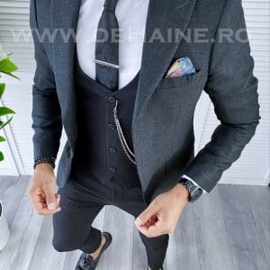 Sacou barbati gri petrol slim fit B5584 68-3 E