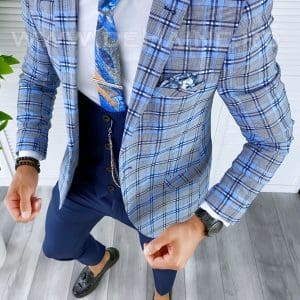 Sacou barbati in carouri slim fit B5594 85-1 E