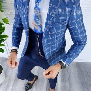 Sacou barbati in carouri slim fit B5611 82-5 E