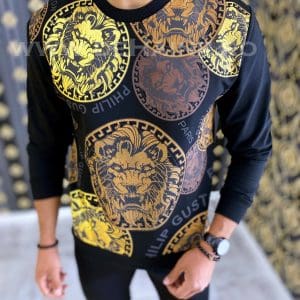 Bluza barbati neagra cu imprimeu B5979 12-5