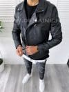 Geaca barbati neagra piele ecologica B7095 J6-3