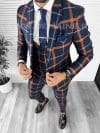 Costum barbati slim fit bleumarin in carouri B7956 19-5 E