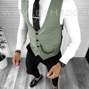 Vesta barbati eleganta slim fit verde B8064 142-6 E